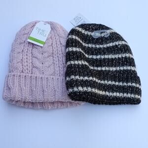 Lined chunky knit Winter Hat |unisex beanies winter hats one size NWT. 2 pc.